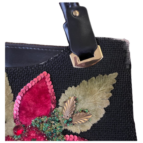 Hand Decorated by Caron of Houston, TX Vintage Handbag w Velvet Jeweled Design - Picture 7 of 16